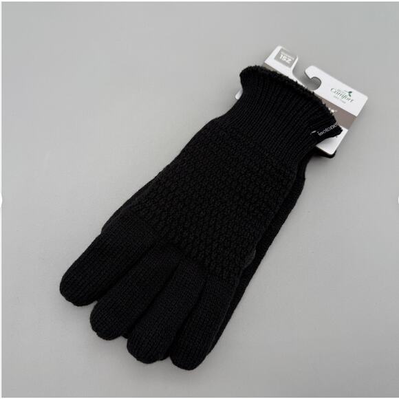 Isotoner Gloves Signature Women's One Size Black Water-Repellent Textured Knit - Picture 7 of 11